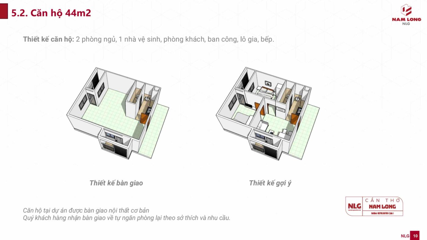 NHÀ Ở XÃ HỘI NAM LONG 2 LOẠI 2 PHÒNG NGỦ 1 WC