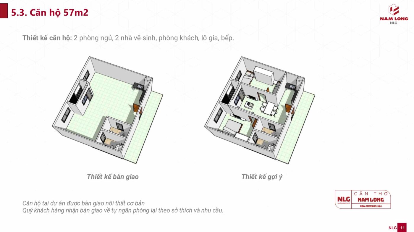 NHÀ Ở XÃ HỘI NAM LONG 2 LOẠI 2 PHÒNG NGỦ 2 WC